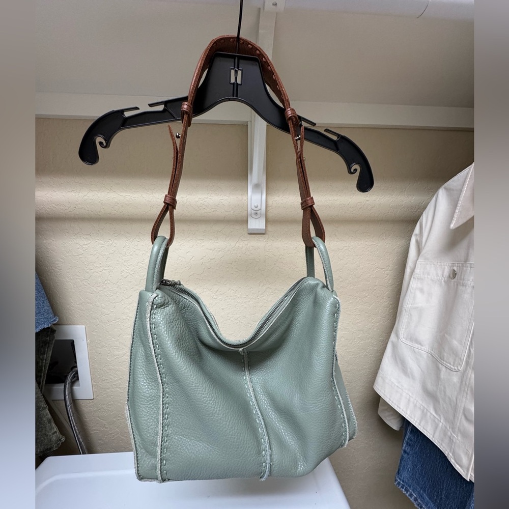 “the sak” Mint Green Leather Shoulder Bag